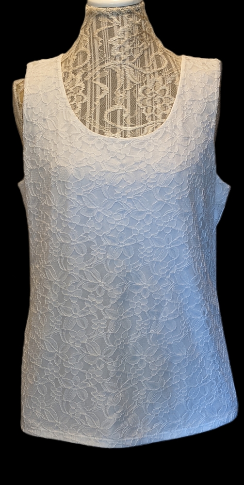 Dana Buchman White Lace Tank Top Size M No SZ Tag